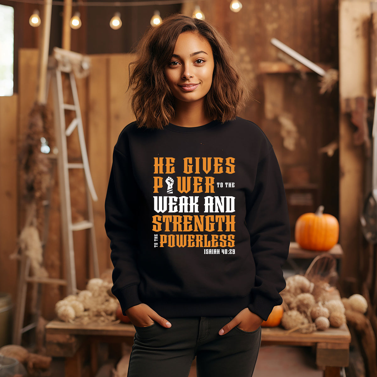 He Gives Power Sweatshirt (Orange)
