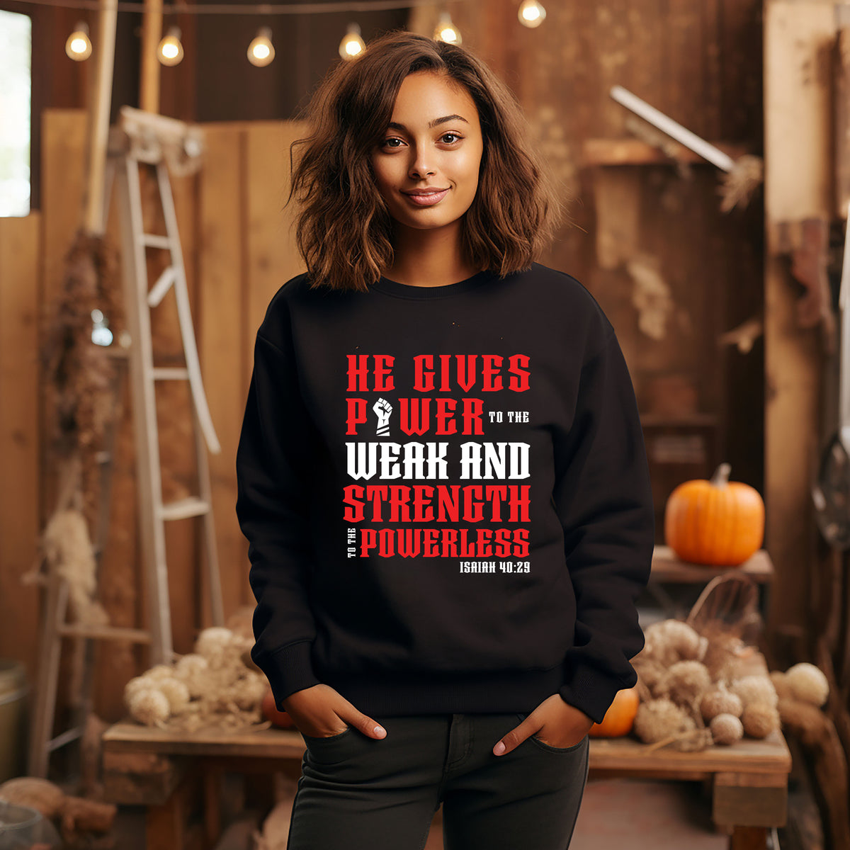 He Gives Power Sweatshirt (Red)